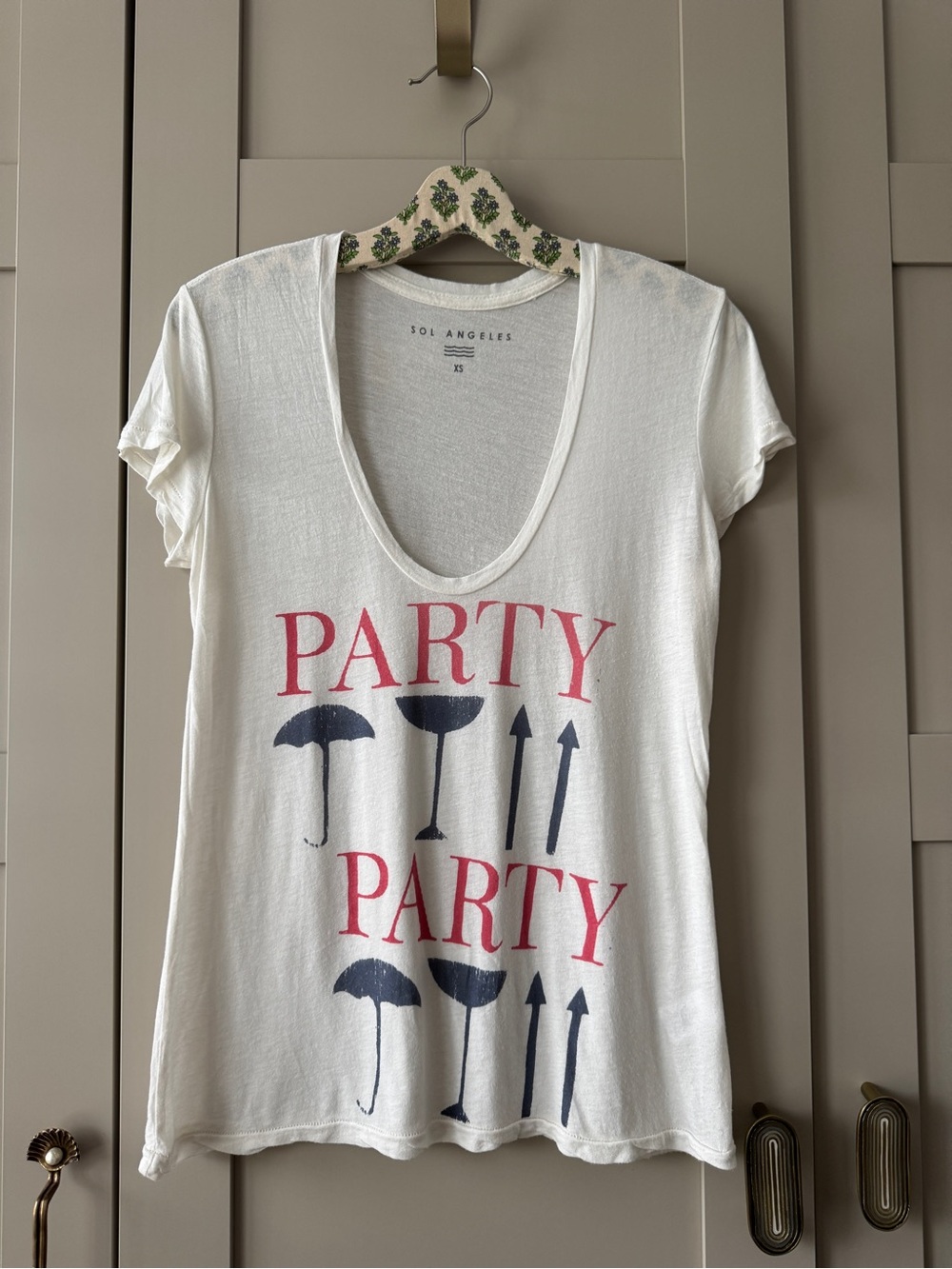 Sol Angeles "Party Party" scoop neck graphic t-shirt West Coast SoCal style Top